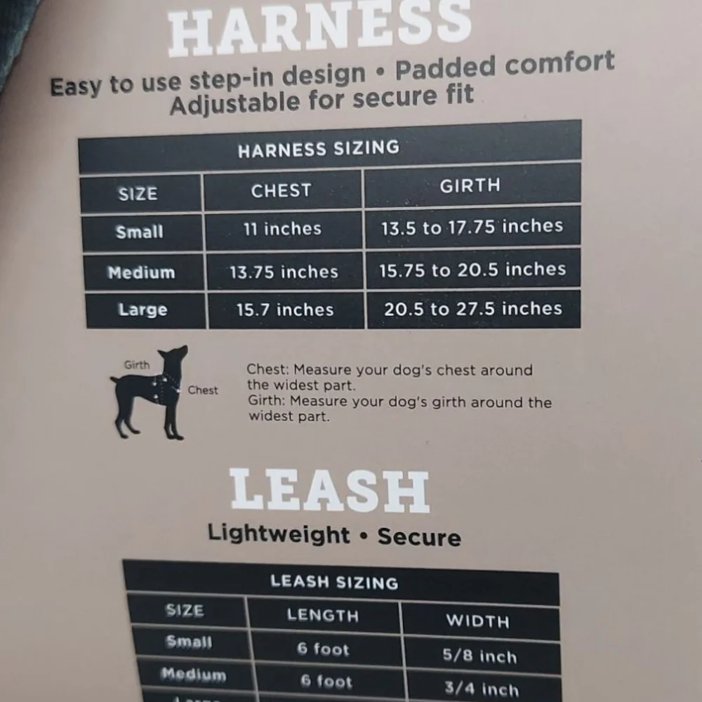 Benny's Choice Gray Dog Harness & Leash Set NWOT Size Medium